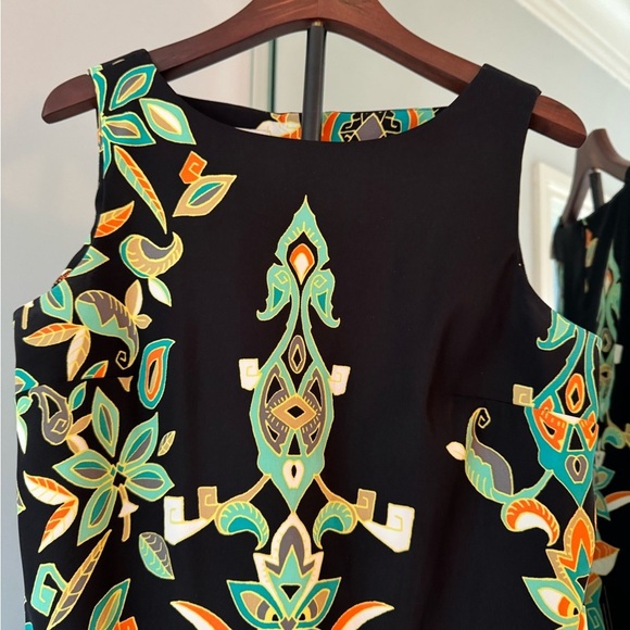 Kim Rogers Black and Green Sleeveless Sheath Mini Dress Size 12 - Picture 3 of 13